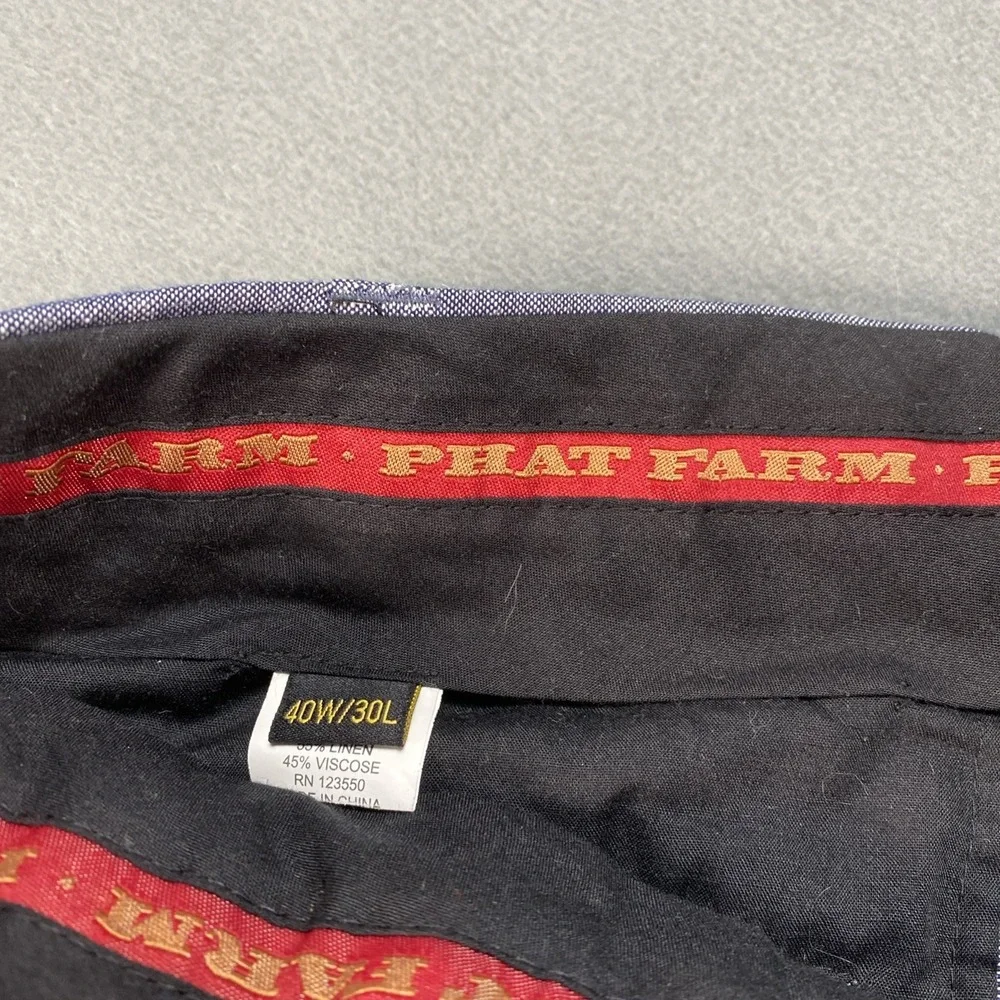 Vintage Phat Farm Mens Wide Leg Trousers Linen Blend Blue 40x30
